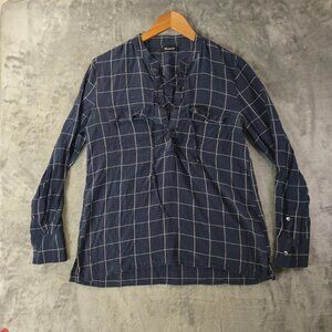 Madewell Women S NavyBlue Silk LaceUp Popover Luxury RichGirl Blouse Style-f5658